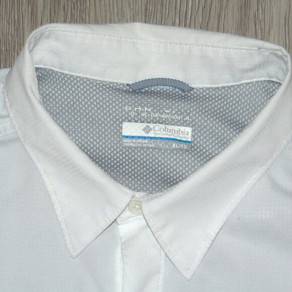Columbia Mens Short Sleeve Fishing Hiking Shirt XL White Nylon PFG Omni Shade - Picture 4 of 7